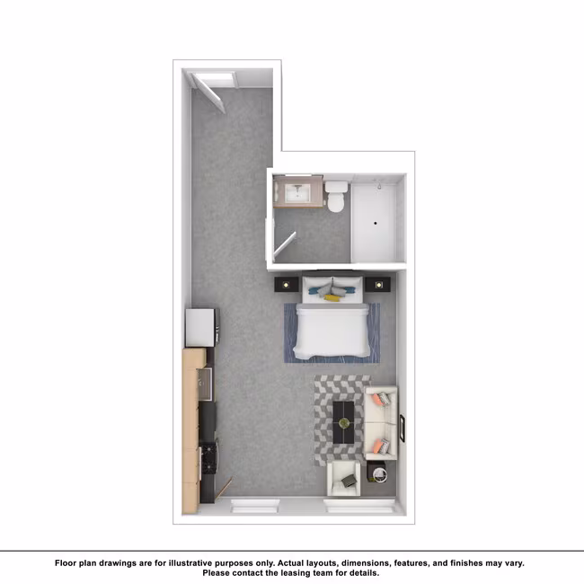 Studio • 1 Bath W607 floor plan